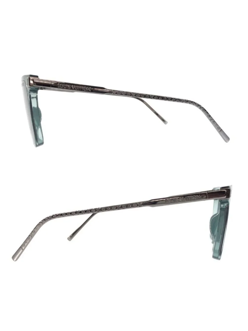 Louis Vuitton LV Rise Square Green Silver Acetate Metal 56 15 Sunglasses Eyewear